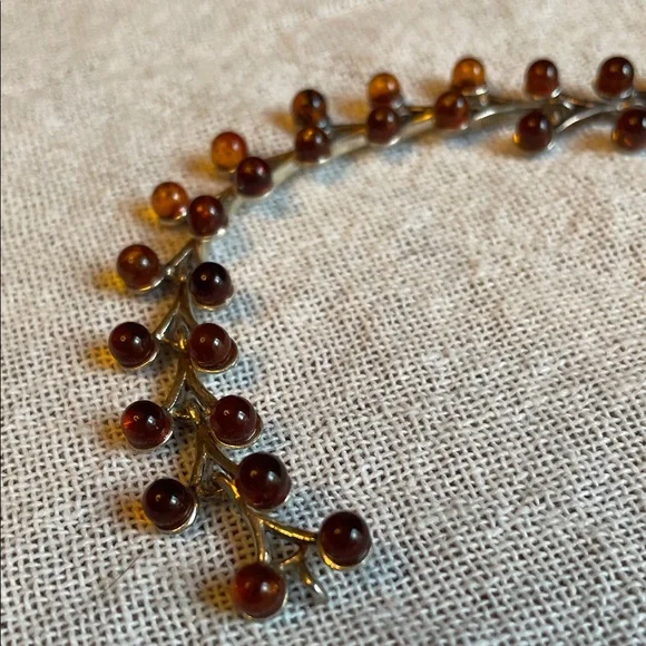 Vintage Old Pawn .925 Sterling Silver and Baltic Amber Organic Floral Bracelet - Picture 2 of 10